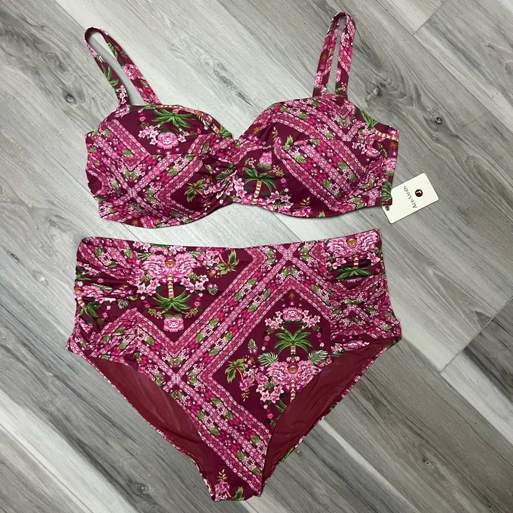 Floral Burgundy Women's Bikini Set